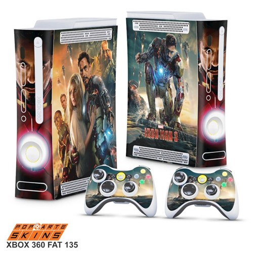Xbox 360 Fat Skin - Iron Man - Homem de Ferro #A Adesivo Brilhoso