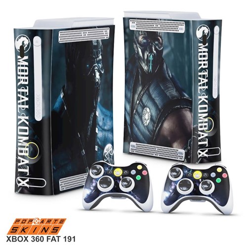 Xbox 360 Fat Skin - Mortal Kombat X Subzero Adesivo Brilhoso