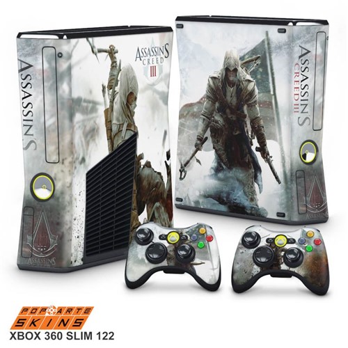 Xbox 360 Slim Skin - Assassins Creed 3 Adesivo Brilhoso