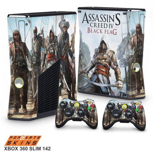 Xbox 360 Slim Skin - Assassins Creed IV Black Flag Adesivo Brilhoso