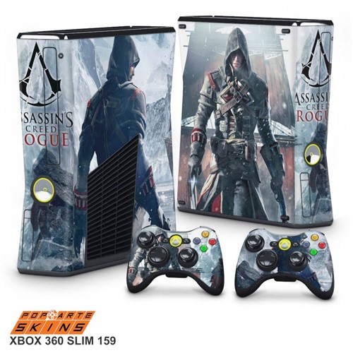 Xbox 360 Slim Skin - Assassins Creed Rogue Adesivo Brilhoso
