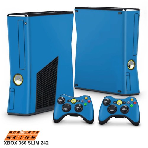 Xbox 360 Slim Skin - Azul Claro Adesivo Brilhoso