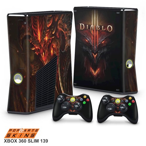 Xbox 360 Slim Skin - Diablo 3 Adesivo Brilhoso