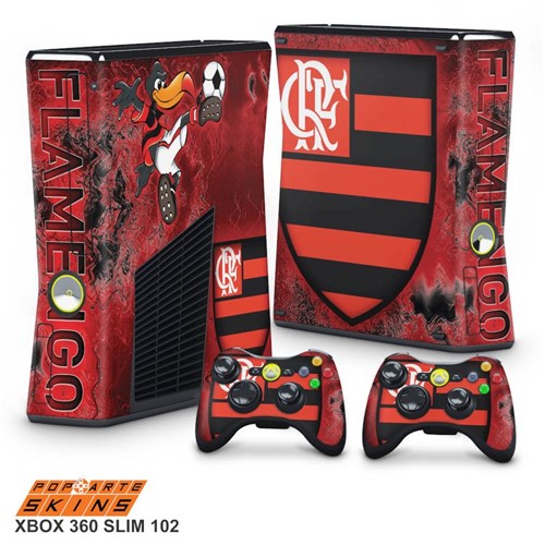 Xbox 360 Slim Skin - Flamengo Adesivo Brilhoso