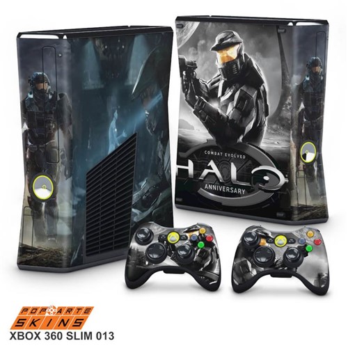 Xbox 360 Slim Skin - Halo Anniversary Adesivo Brilhoso