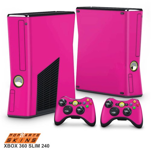 Xbox 360 Slim Skin - Rosa Pink Adesivo Brilhoso