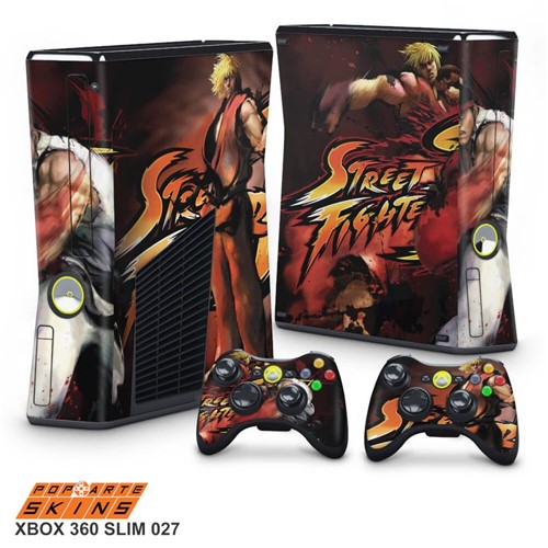Xbox 360 Slim Skin - Street Fighter 4 #A Adesivo Brilhoso