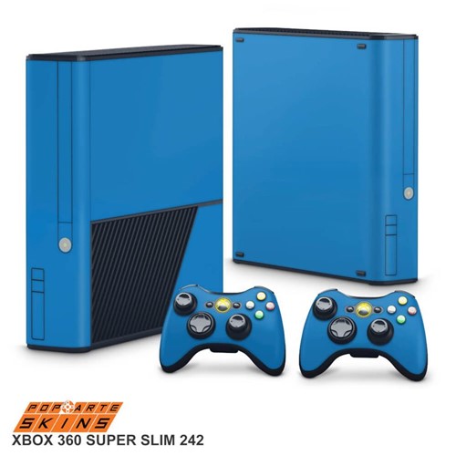 Xbox 360 Super Slim Skin - Azul Claro Adesivo Brilhoso