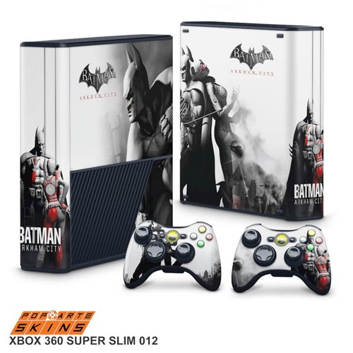 Xbox 360 Super Slim Skin - Batman Arkham City Adesivo Brilhoso