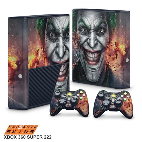 Xbox 360 Super Slim Skin - Coringa Joker #B Adesivo Brilhoso