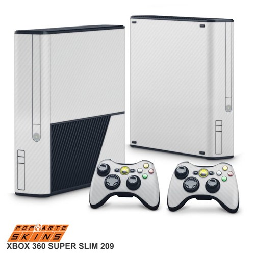 Xbox 360 Super Slim Skin - Fibra de Carbono Branca Adesivo Brilhoso