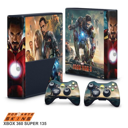 Xbox 360 Super Slim Skin - Iron Man - Homem de Ferro #A Adesivo Brilhoso