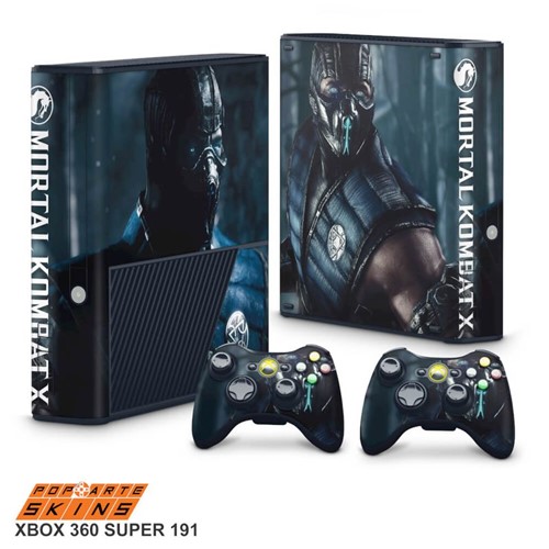 Xbox 360 Super Slim Skin - Mortal Kombat X Subzero Adesivo Brilhoso