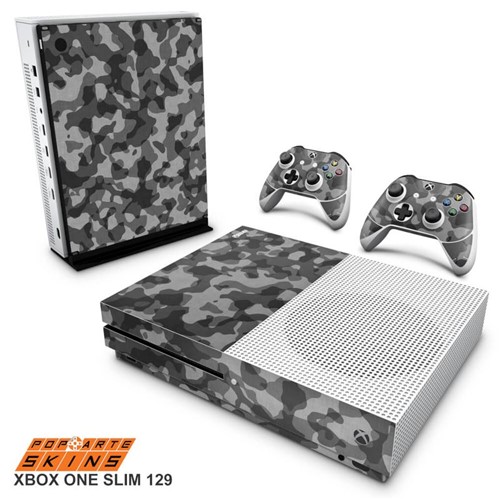 Xbox One Slim Skin - Camuflagem Cinza Adesivo Brilhoso