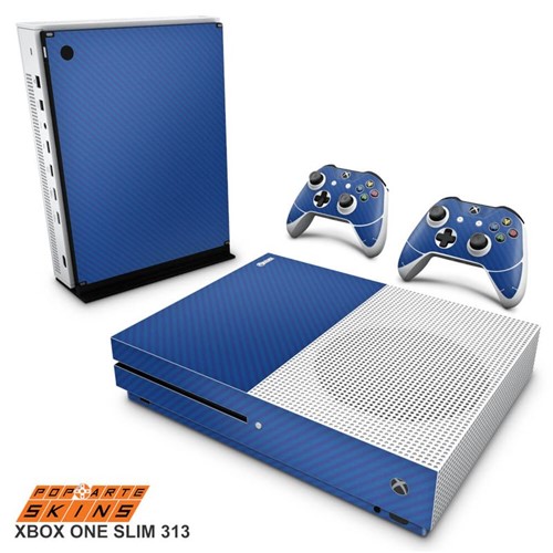 Xbox One Slim Skin - Fibra de Carbono Azul Adesivo Brilhoso