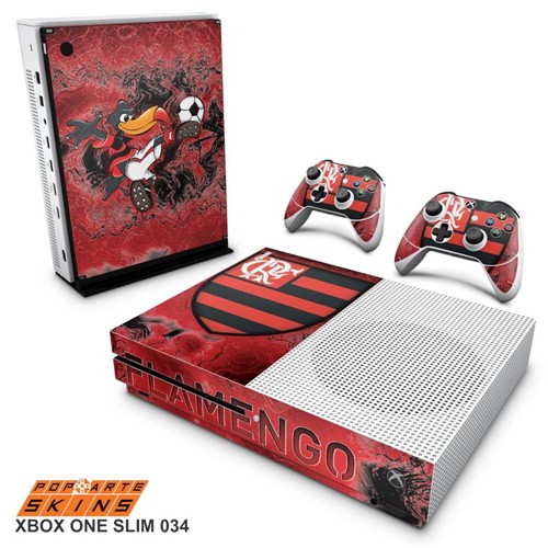 Xbox One Slim Skin - Flamengo Adesivo Brilhoso