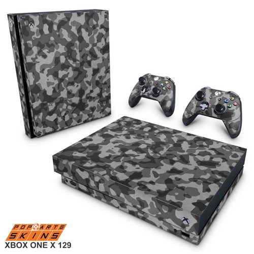 Xbox One X Skin - Camuflagem Cinza Adesivo Brilhoso