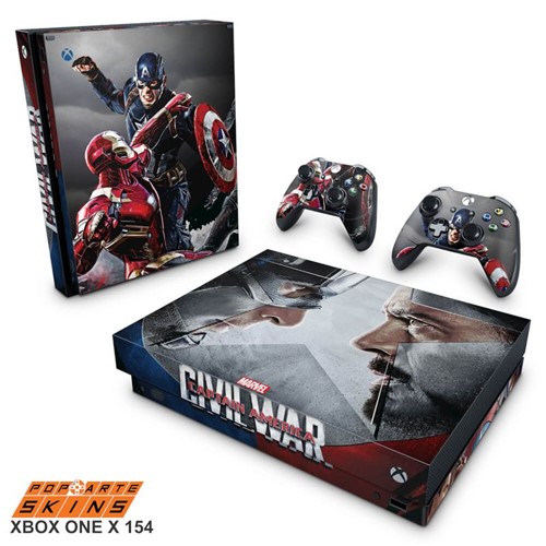 Xbox One X Skin - Capitão America - Guerra Civil Adesivo Brilhoso
