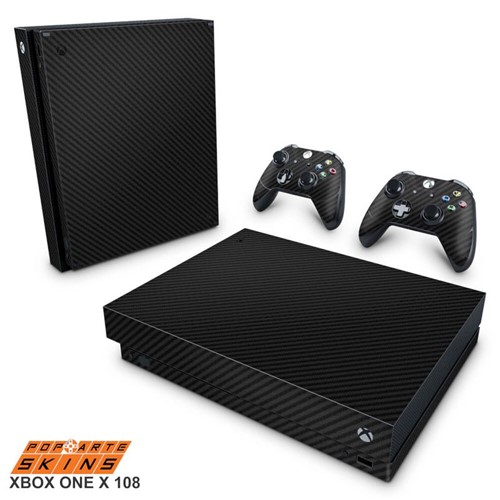Xbox One X Skin - Fibra de Carbono Preto Adesivo Brilhoso
