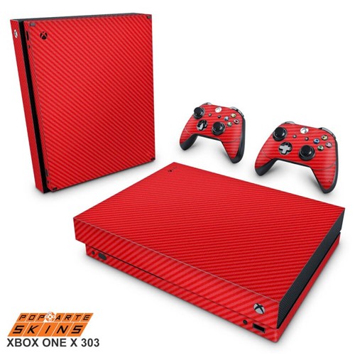 Xbox One X Skin - Fibra de Carbono Vermelho Adesivo Brilhoso