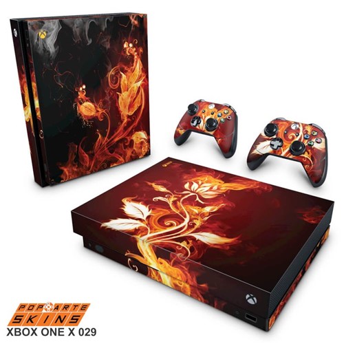 Xbox One X Skin - Fire Flower Adesivo Brilhoso