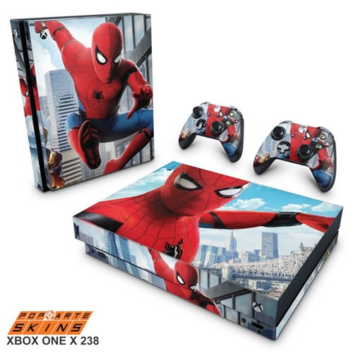 Xbox One X Skin - Homem Aranha - Spiderman Homecoming Adesivo Brilhoso
