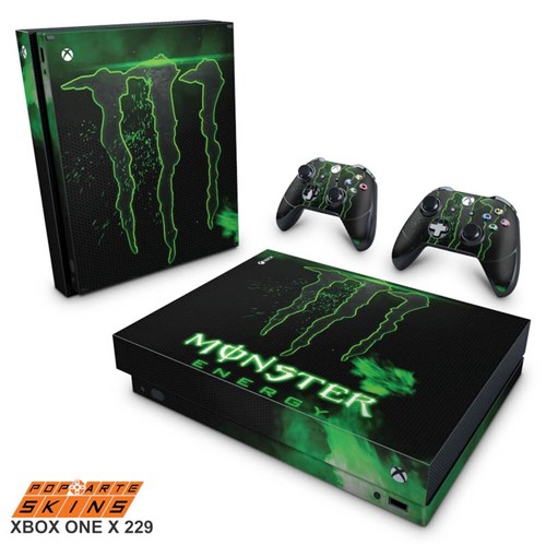 Xbox One X Skin - Monster Energy Drink Adesivo Brilhoso
