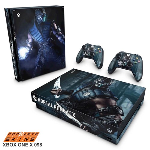Xbox One X Skin - Mortal Kombat X - Subzero Adesivo Brilhoso