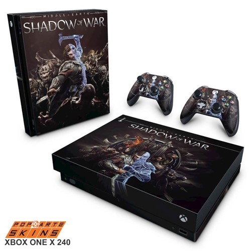 Xbox One X Skin - Shadow Of War Adesivo Brilhoso