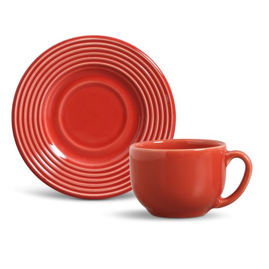 Xícara de Chá Argos Cerâmica 6 Peças Vermelho Porto Brasil