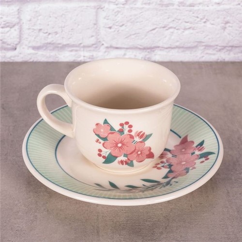 Xícara de Chá com Pires Aurona Biona Ceramica