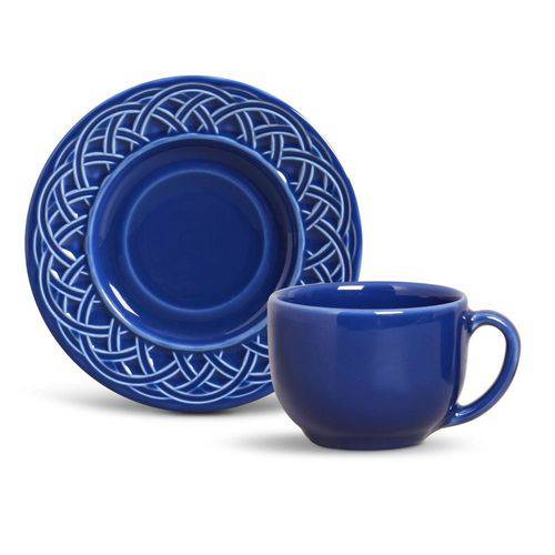 Xícara de Chá com Pires Cestino Azul Navy