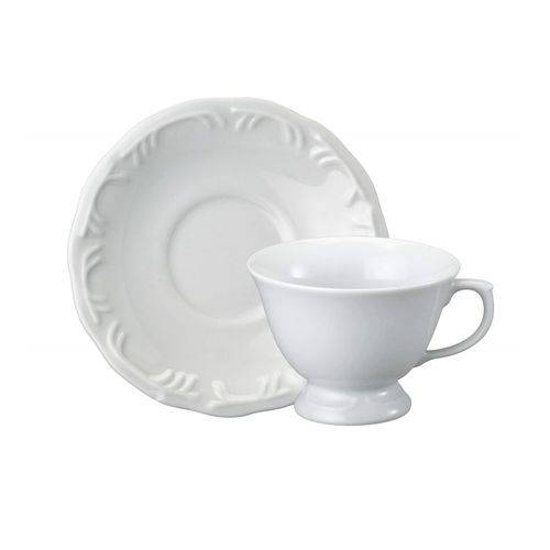 Xícara de Chá com Pires Porcelana Branca 200 Ml Pomerode Schmidt - SCH 453
