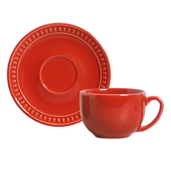 Xícara de Chá Sevilha Cerâmica 6 Peças Vermelho Porto Brasil