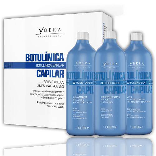Ybera Kit Botulínica Capilar Shampoo, Ativo Botulínico e Reconstrutor Inteligente - 3x1l