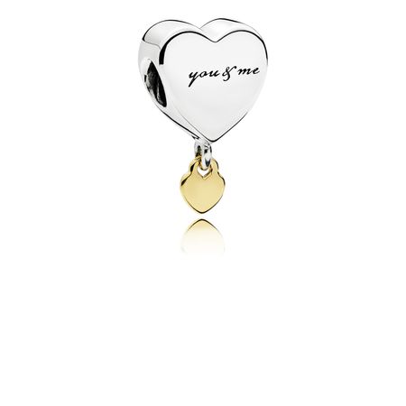 You & me Heart Silver Charm With 14k -