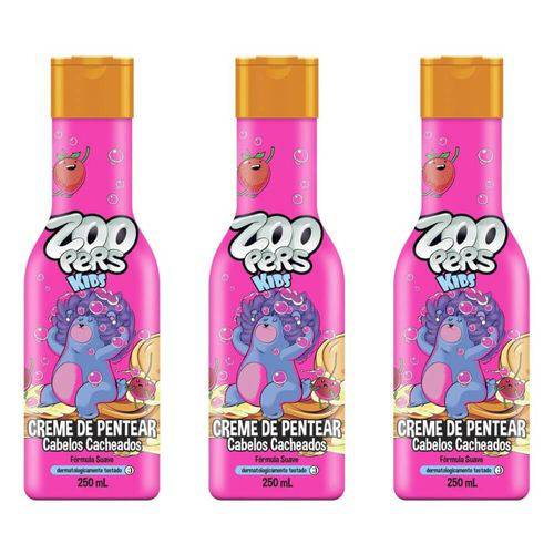 Zoopers Kids Cabelos Cacheados Creme P/ Pentear 250ml (kit C/03)