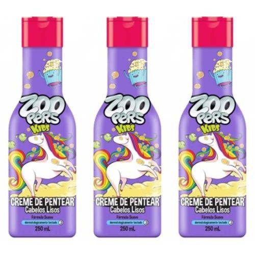 Zoopers Kids Cabelos Lisos Creme P/ Pentear 500ml (kit C/03)
