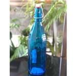 1 Garrafa de Vidro Agua Solarizada Azul C Tampa 1000ml
