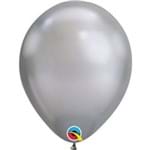 1 Pacote - Balão Chrome - Látex - Prata - 11 Pol. - 5 Uni. Qualatex