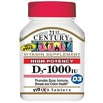 21st Century, Vitamina D3, Alta Potência, 1000 UI, 110 Comprimidos