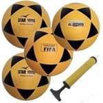 4 Bolas Futsal Vitoria Oficial Adulto Star 1000 + Bomba Ar