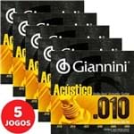 5 Encordoamento Giannini Acústico Violão Aço 010 050 GESWAM Bronze 65/35