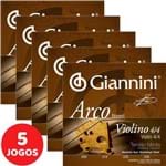5 Encordoamento Giannini Arco para Violino 4/4 Tensão Média GEAVVA