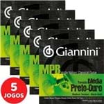 5 Encordoamento Giannini MPB Violão Nylon Tensão Média GENWBG Preto-Ouro