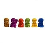 6 Estátuas de Mini Monges Buda Baby Coloridos 3,5cm