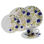 Aparelho de Jantar e Chá Redondo de Cerâmica com 20 Peças TB Azul Perfeito N613-1663 - Oxford