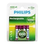 Pilha Recarregável AAA com 4 1000MAH R03B4A100/97-Philips