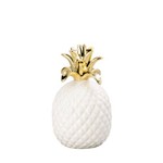 Abacaxi Decorativo de Cerâmica Branco e Dourado 3386 - Lyor