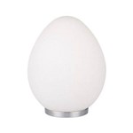 Abajur Bella Egg Oval Metal Prata Vidro Leitoso Fosco 52x38cm 1 E27 Bivolt Od025 Mesas e Criados Mudos